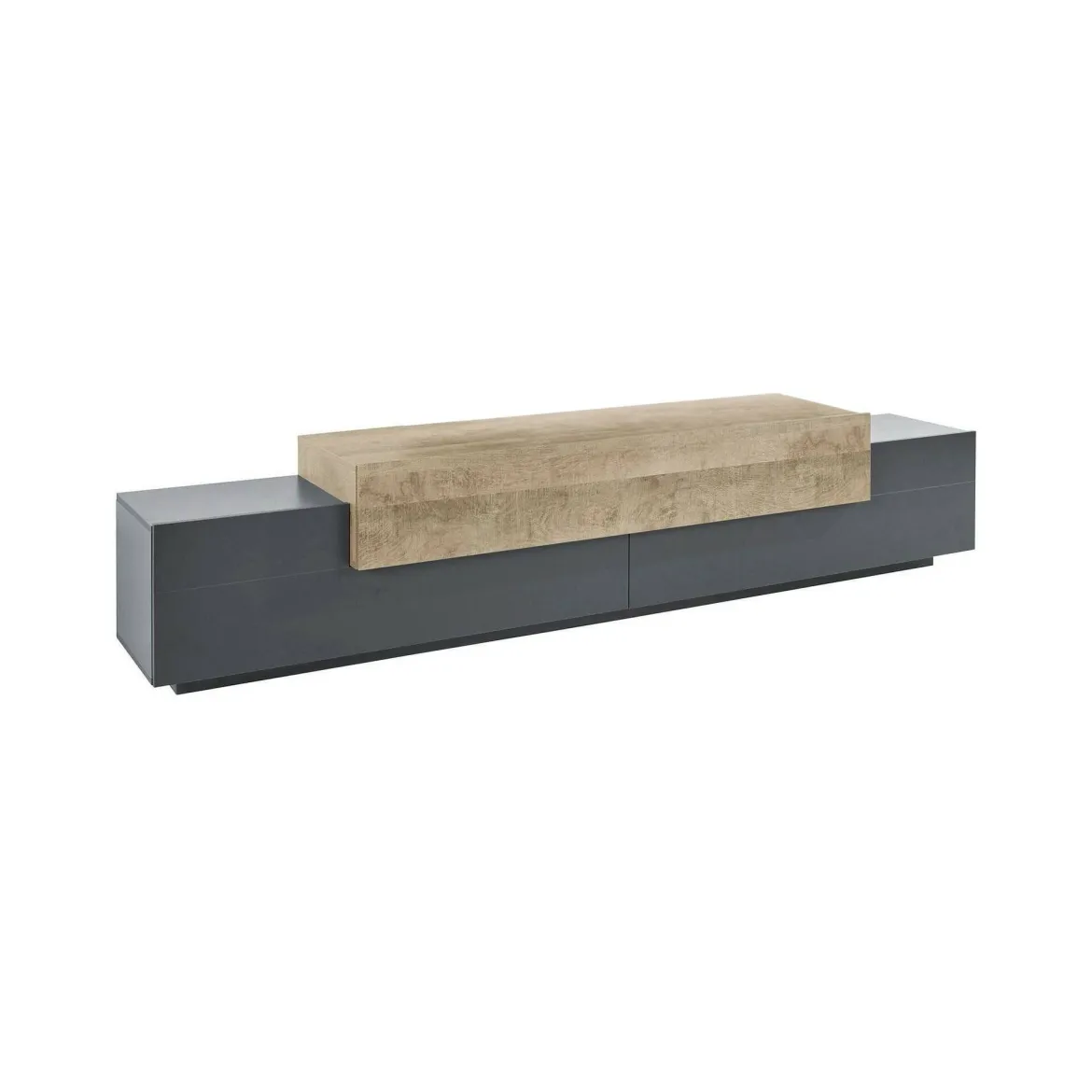 Mobile TV antracite e acero 240x45x52h cm 3 ante - Tiche