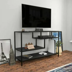 Mobile TV antracite e nero 120x39x75h cm in legno - Ivette