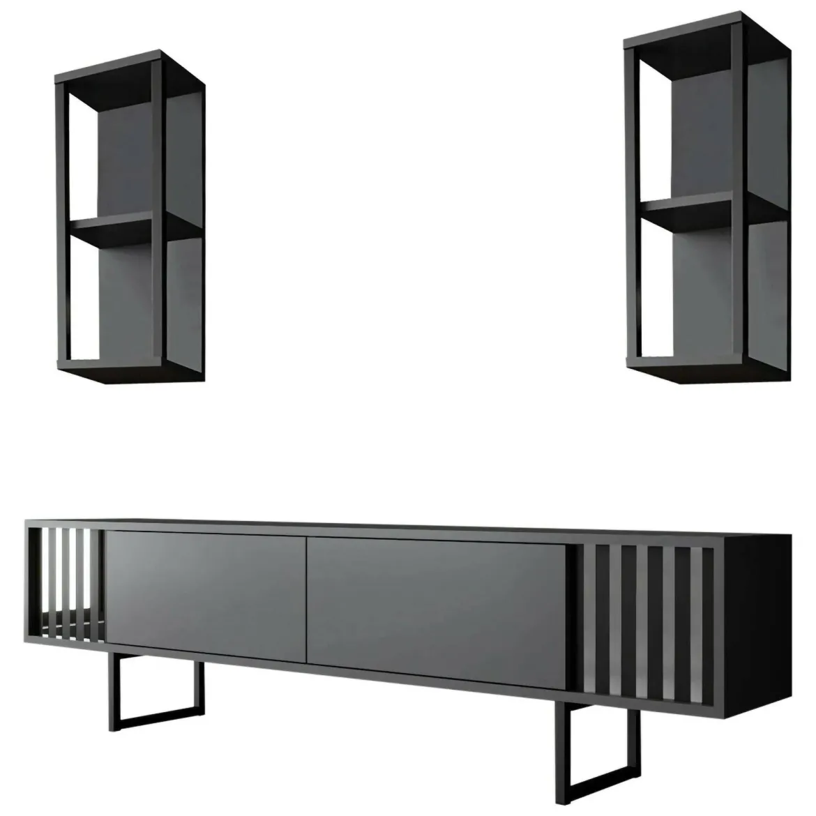 Mobile TV antracite e nero 180x30x48h cm modulabile - Iva