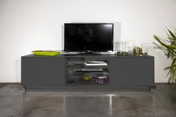 Mobile TV antracite lucido 180x41x46h cm 2 ante - Lola
