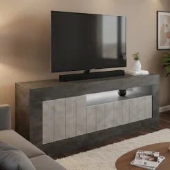 Mobile TV ardesia e cemento 138x42x56h cm 3 ante - Iole