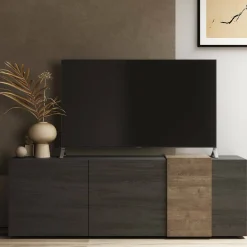 Mobile TV ardesia e noce 181x44x59h cm 3 ante - Sidr
