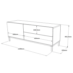 Mobile TV argento e nero 120x35x46h cm 3 ante - Zephir
