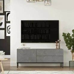 Mobile TV argento e nero 120x35x46h cm 3 ante - Zephir