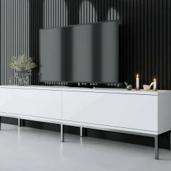 Mobile TV bianco e argento 180x30x47h cm modulabile - Espero