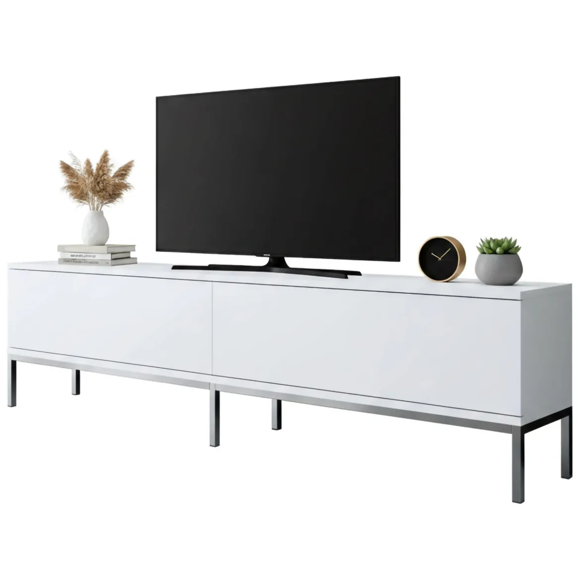Mobile TV bianco e argento 180x30x47h cm modulabile - Espero