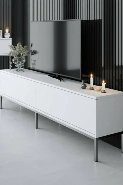 Mobile TV bianco e argento 180x30x47h cm modulabile - Espero