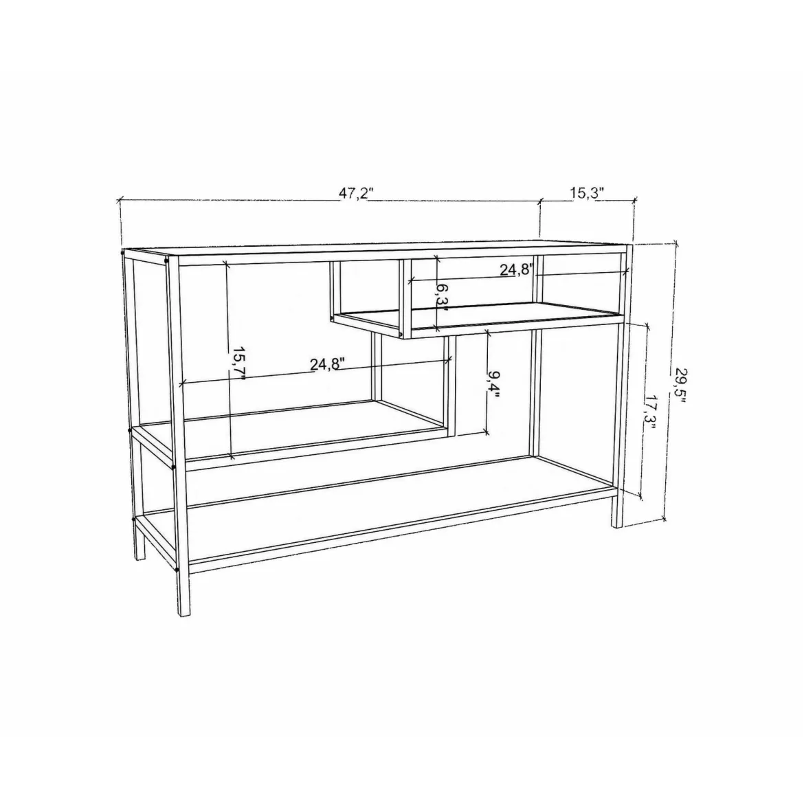 Mobile TV bianco e nero 120x39x75h cm in legno - Ivette