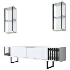 Mobile TV bianco e nero 180x30x48h cm modulabile - Iva