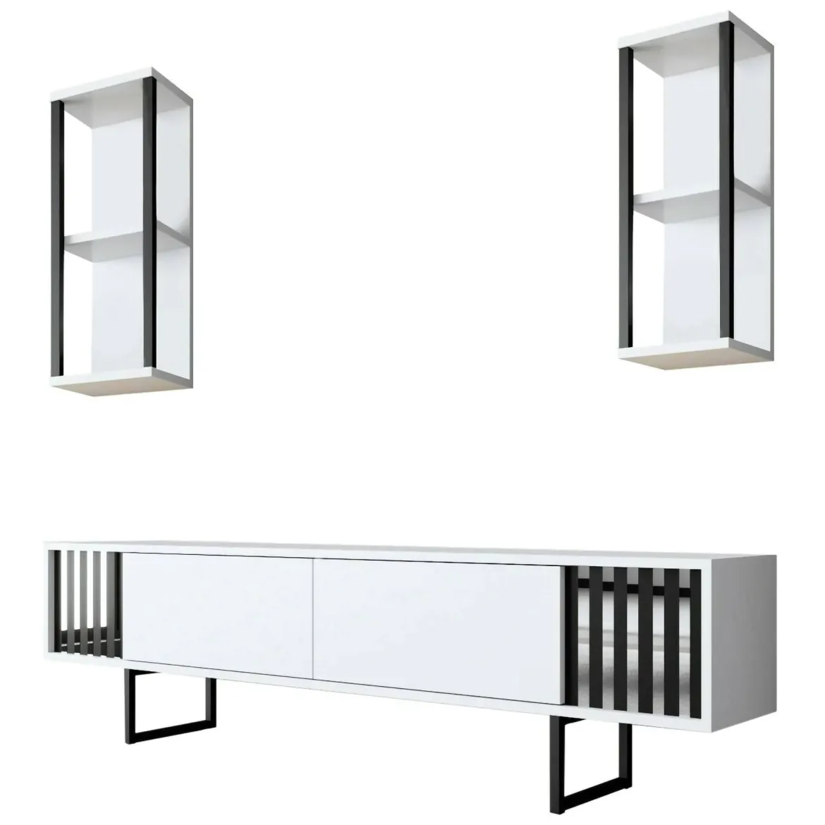 Mobile TV bianco e nero 180x30x48h cm modulabile - Iva