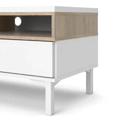 Mobile TV bianco e quercia 155x48x48h cm in legno - Rosata