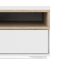 Mobile TV bianco e quercia 155x48x48h cm in legno - Rosata