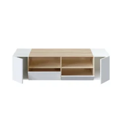 Mobile TV bianco e rovere 138x42x36h cm 4 ante - Ebe