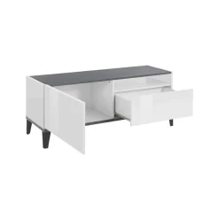 Mobile TV bianco lucido e ardesia 120x40x47h cm in legno - Atris