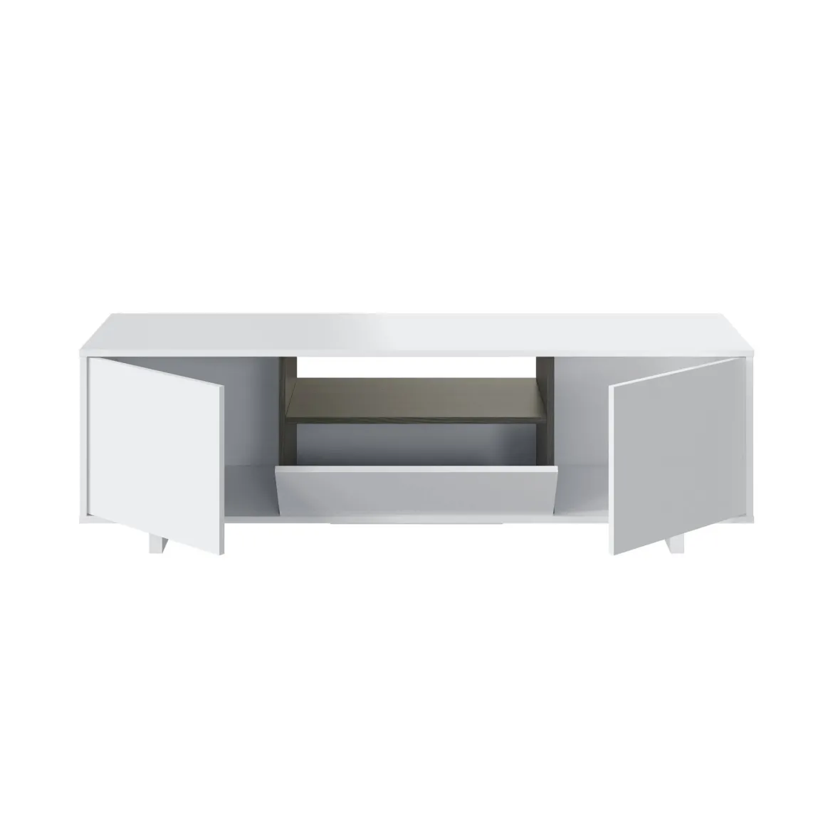 Mobile TV bianco lucido e grigio cenere 150x41x46h cm 3 ante - Andalusia