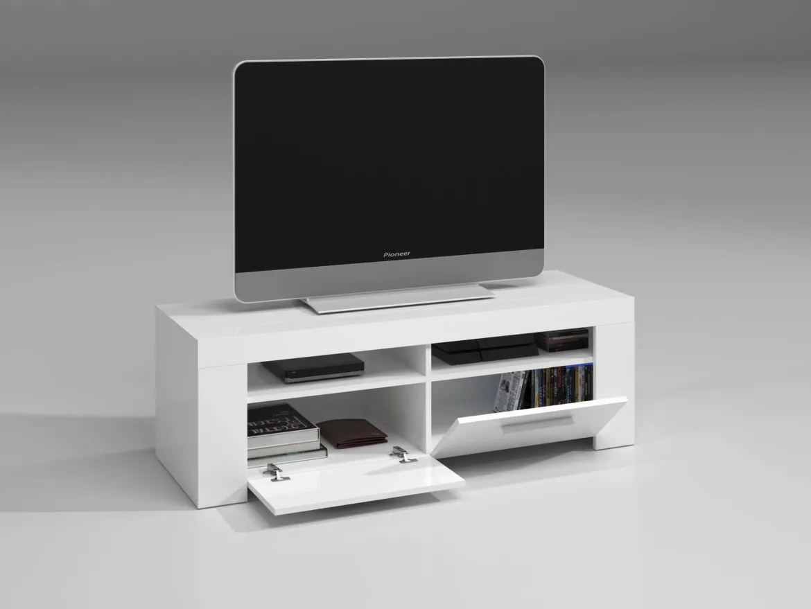 Mobile TV bianco lucido 120x42x40h cm 2 ante - Sparaxis