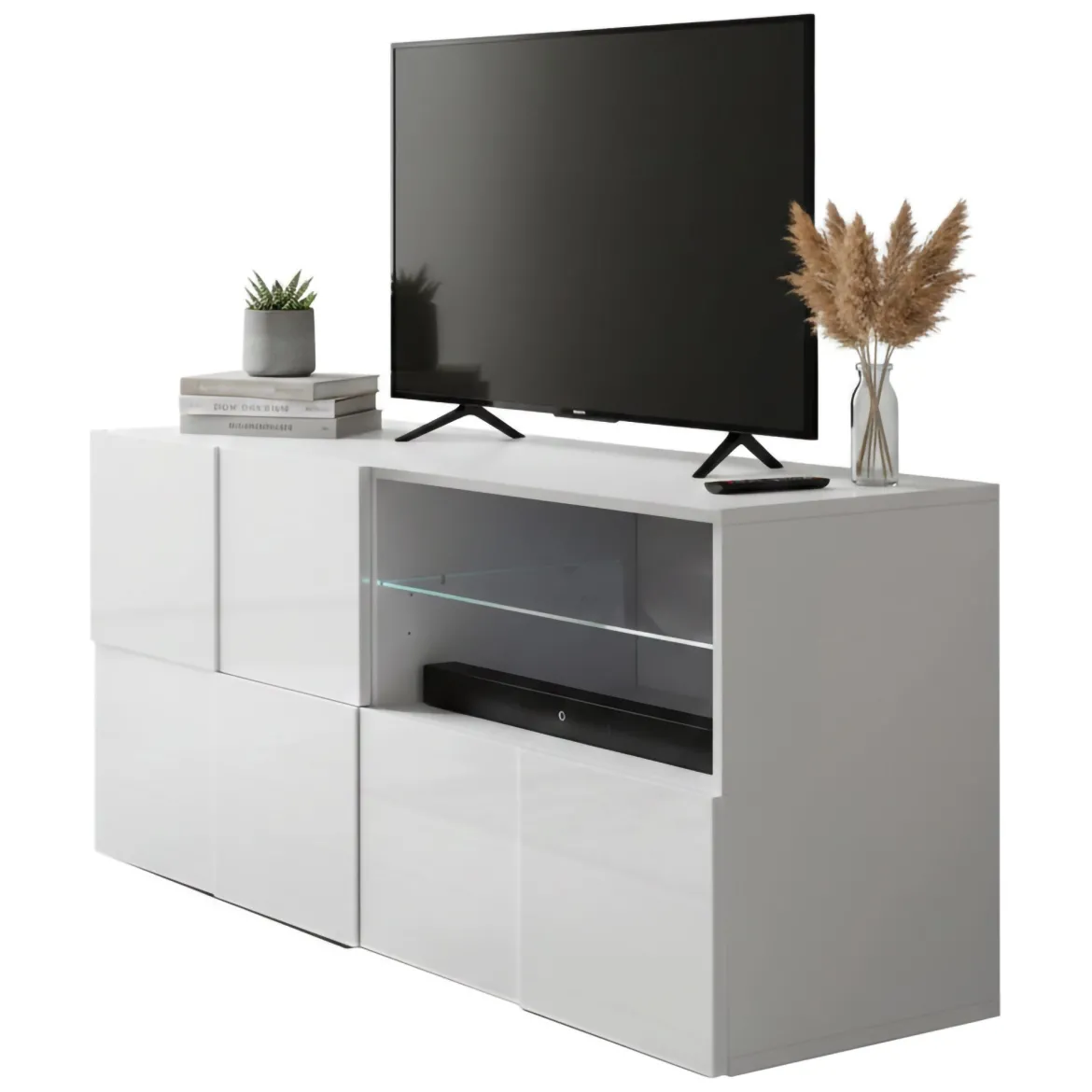 Mobile TV bianco lucido 172x39x33h cm in legno - Ammiro