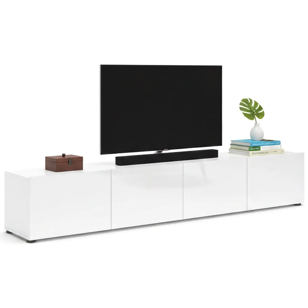 Mobile TV bianco lucido 225x38x39h cm 6 ante - Vongfong
