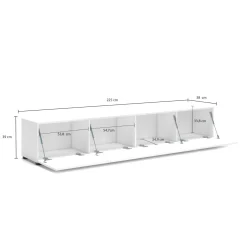 Mobile TV bianco lucido 225x38x39h cm 6 ante - Vongfong