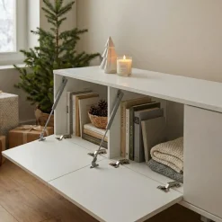 Mobile TV bianco lucido 225x38x39h cm 6 ante - Vongfong