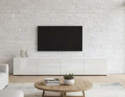 Mobile TV bianco lucido 225x38x39h cm 6 ante - Vongfong