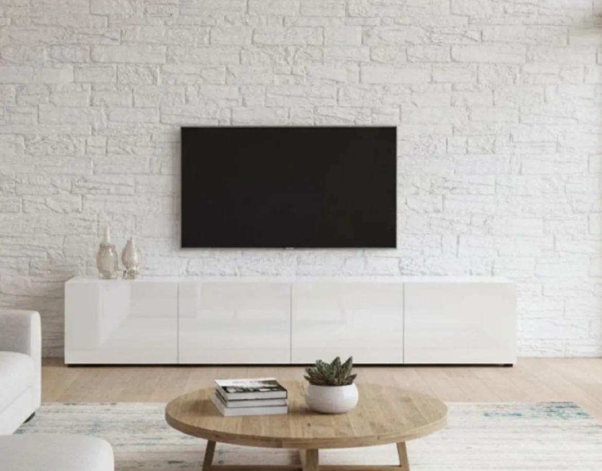 Mobile TV bianco lucido 225x38x39h cm 6 ante - Vongfong