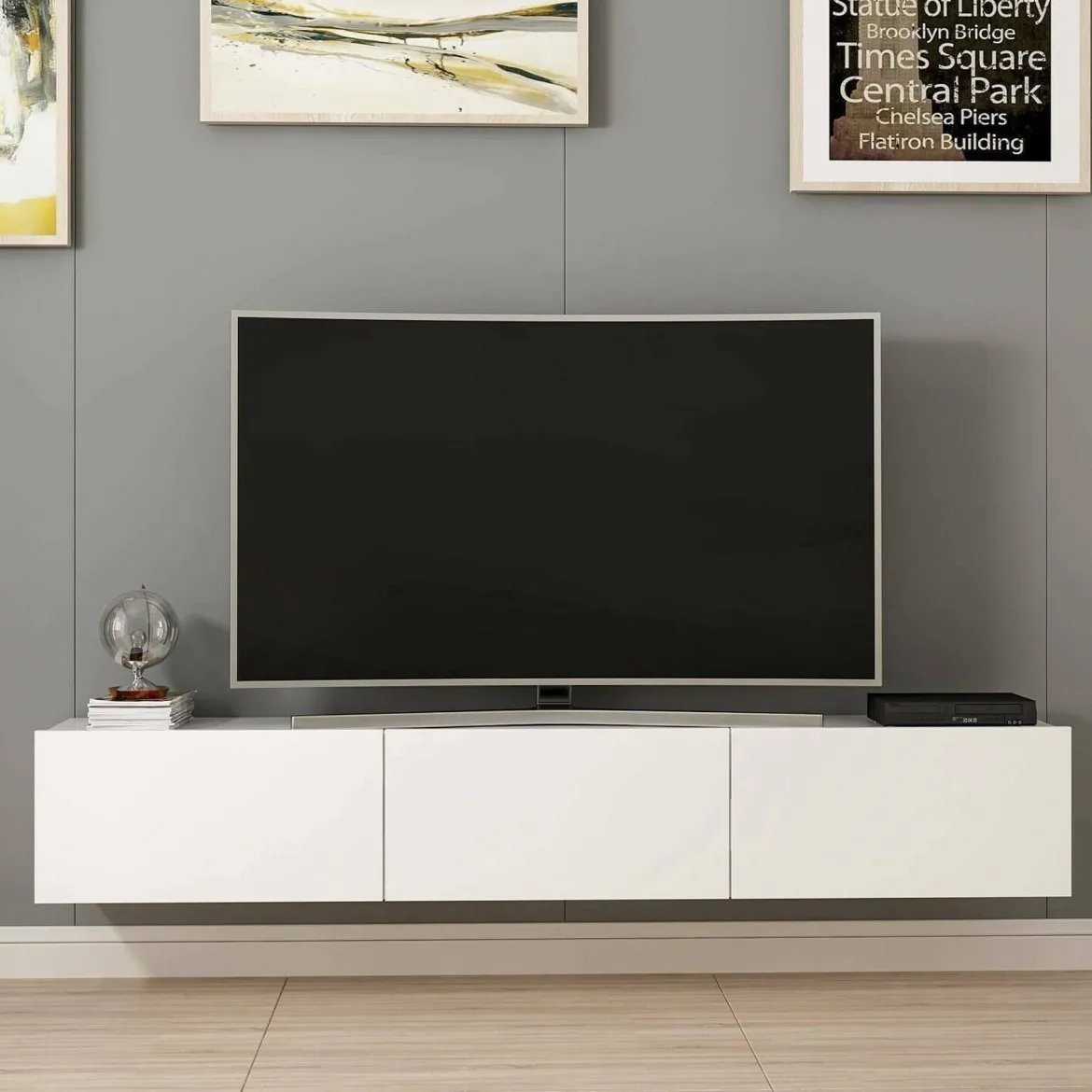 Mobile TV bianco 180x32x30h cm 3 ante - Barzago