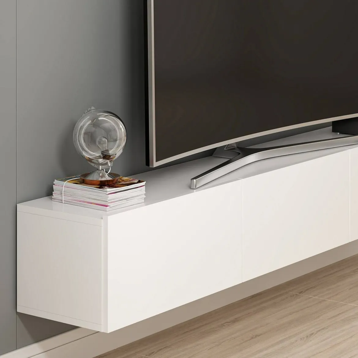 Mobile TV bianco 180x32x30h cm 3 ante - Barzago