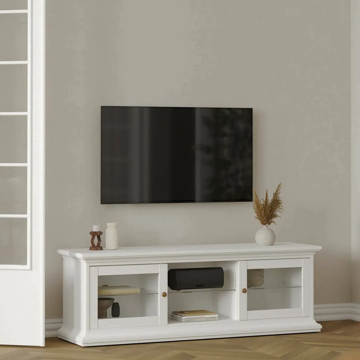 Mobile TV bianco 149x41x50h cm 2 ante - Damrey