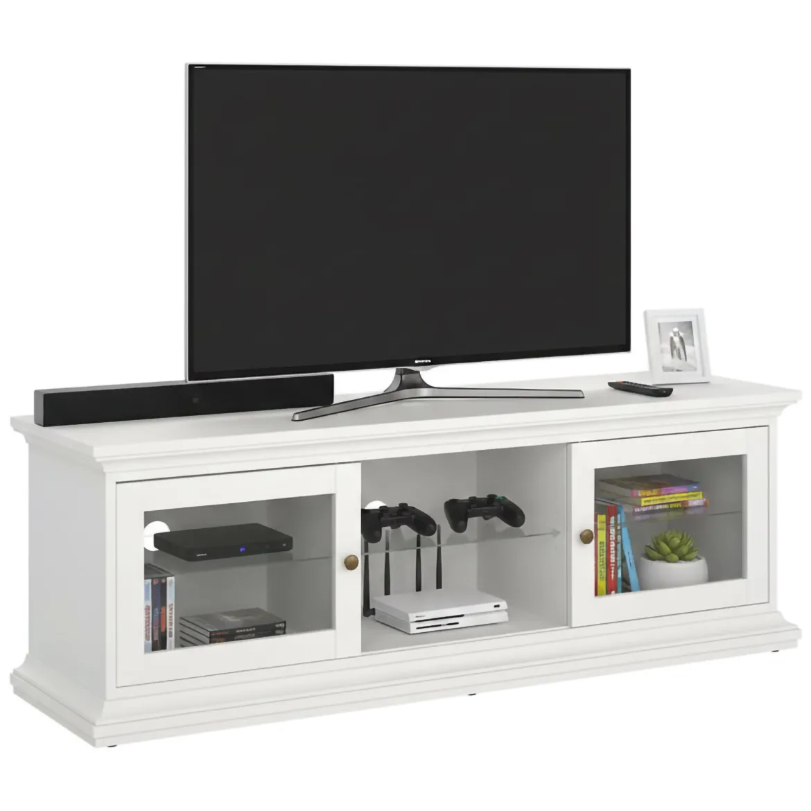 Mobile TV bianco 149x41x50h cm 2 ante - Damrey