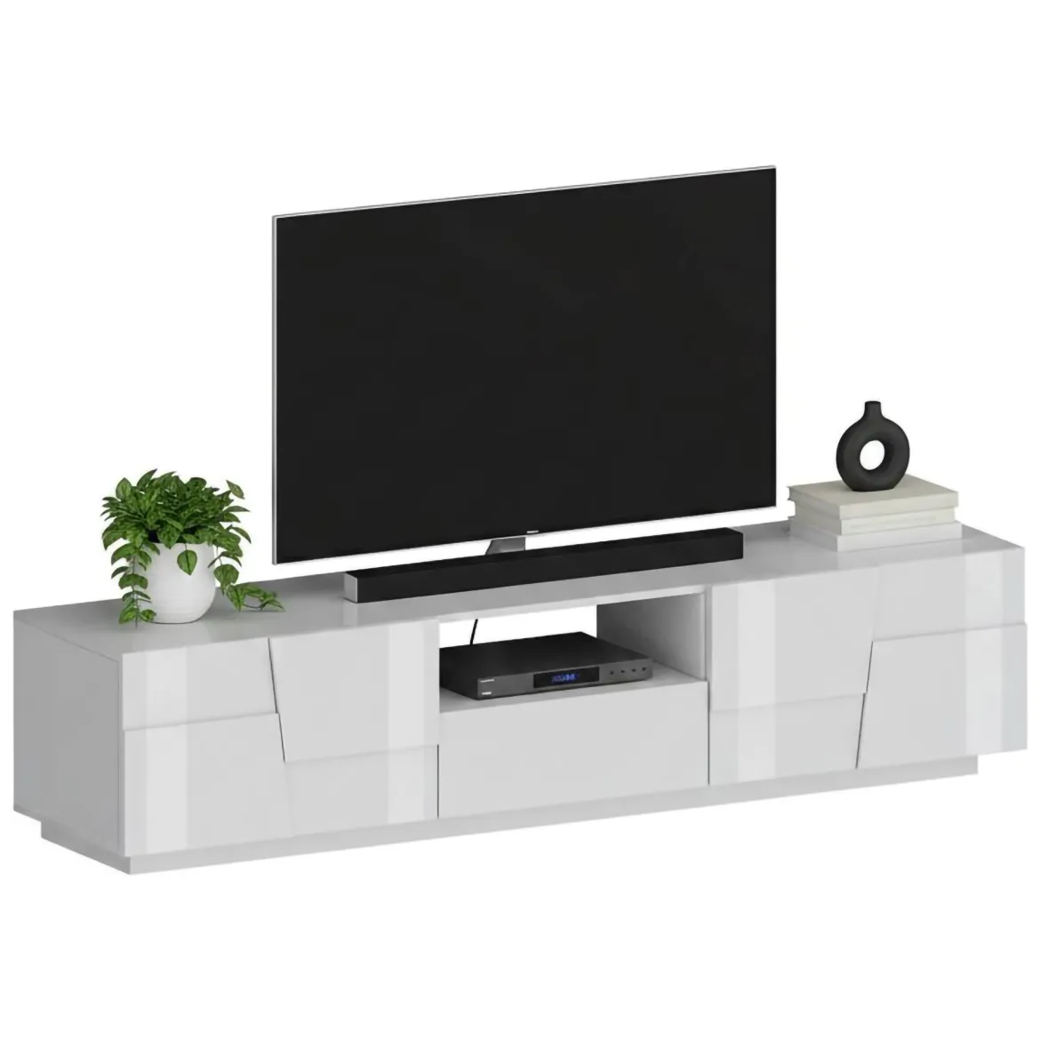 Mobile TV bianco 220x44x46h cm 4 ante e 1 cassetto - Maestrale