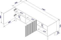 Mobile TV bianco 150x42x52h cm 3 ante - Molini