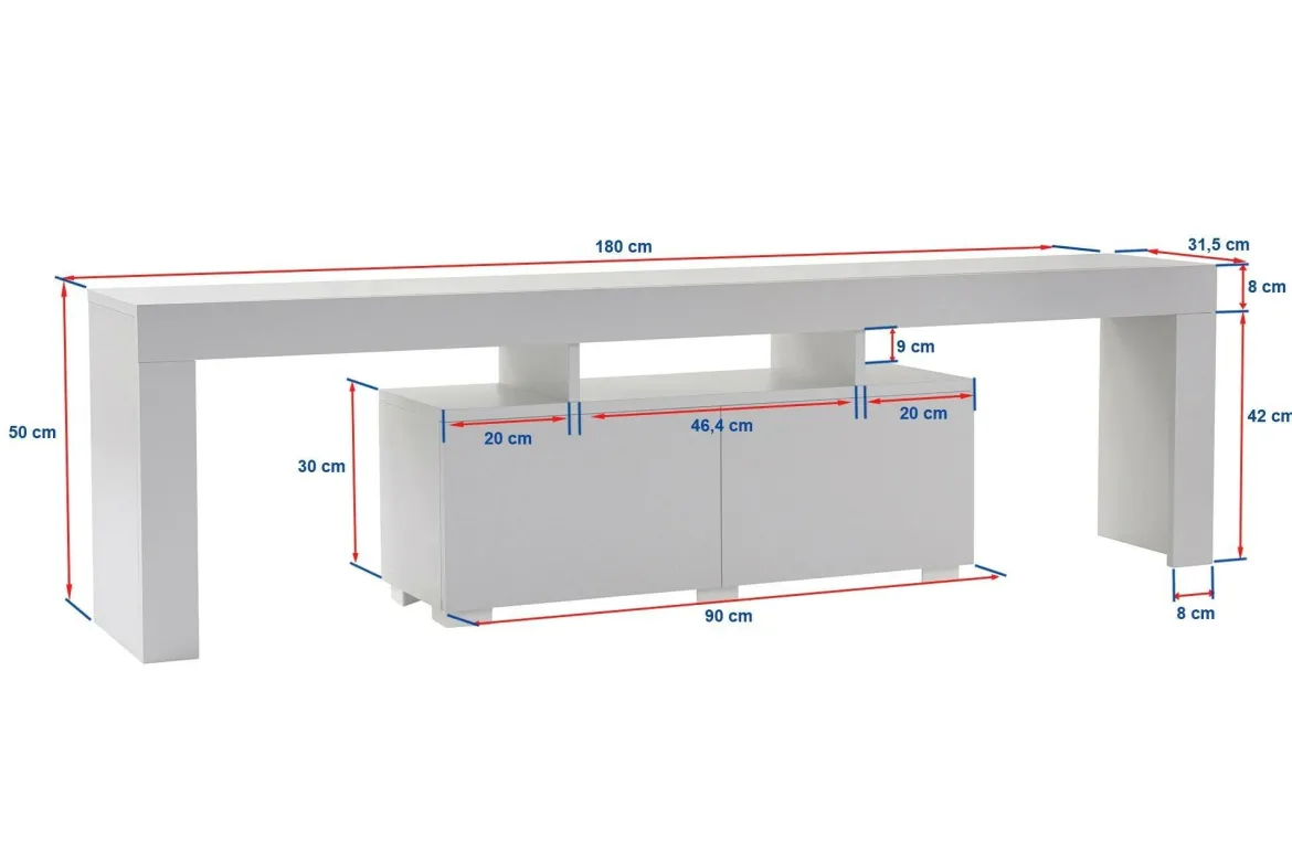 Mobile TV grigio 180x31x50h cm 2 ante - Andarna