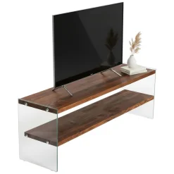 Mobile TV marrone e trasparente 140x35x45h cm in legno - Umbria