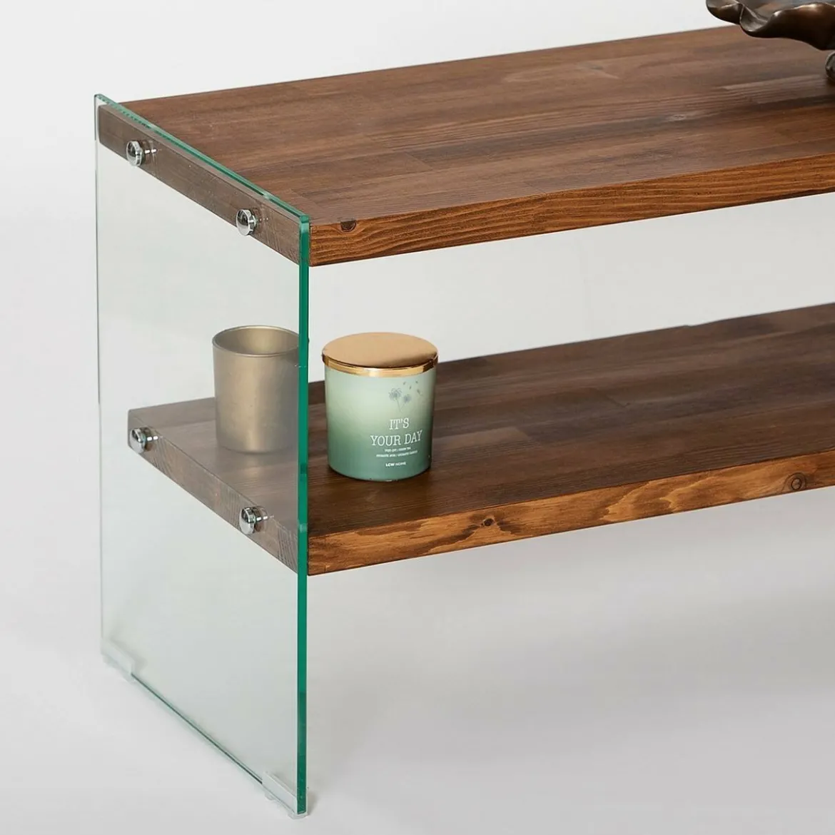 Mobile TV marrone e trasparente 140x35x45h cm in legno - Umbria