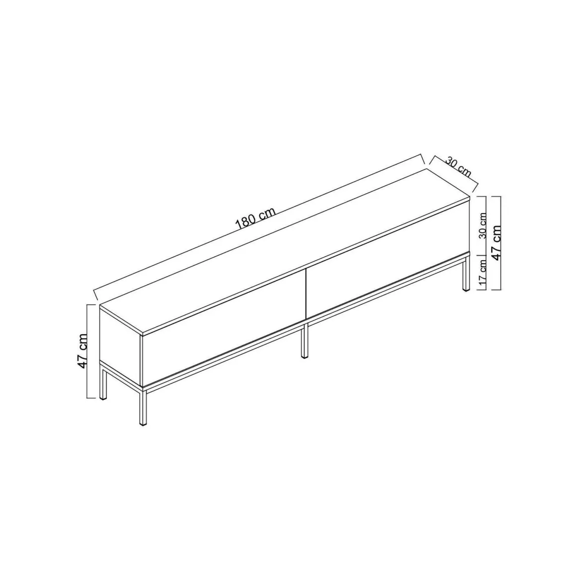 Mobile TV nero e argento 180x30x47h cm modulabile - Espero