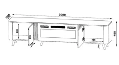 Mobile TV nero,noce 190x40x58h cm 2 ante - Vicino