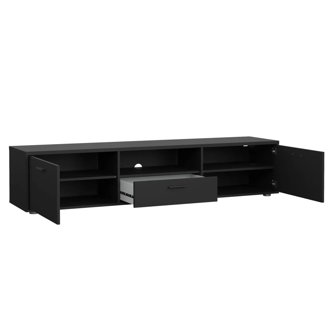 Mobile TV nero 177x39x38h cm 2 ante e 1 cassetto - Giaele