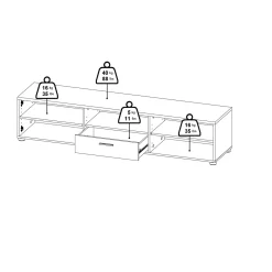 Mobile TV nero 177x39x38h cm 2 ante e 1 cassetto - Giaele