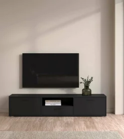Mobile TV nero 177x39x38h cm 2 ante e 1 cassetto - Giaele