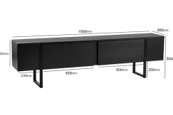 Mobile TV nero 180x29x50h cm 2 ante - Lilith