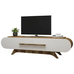 Mobile TV noce e bianco 145x36x49h cm 2 ante - Baghdad