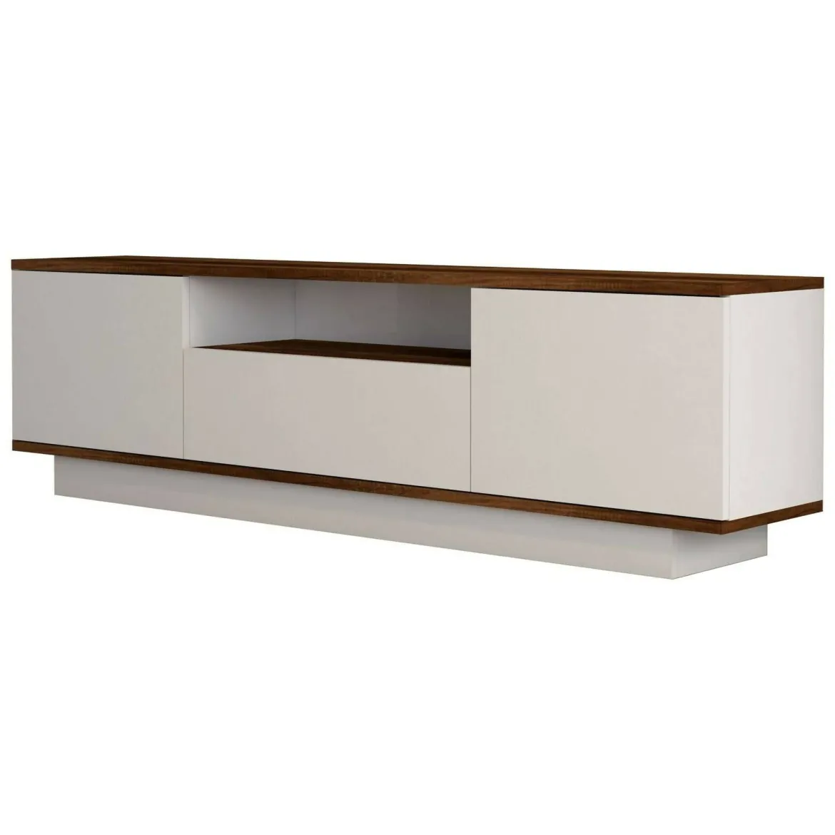 Mobile TV noce e bianco 160x30x45h cm 3 ante - Fortunata