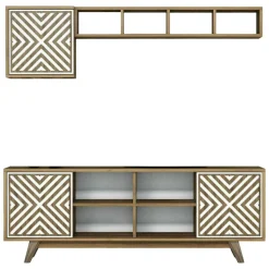 Mobile TV noce e bianco 160x35x56h cm 3 ante - Drusilla