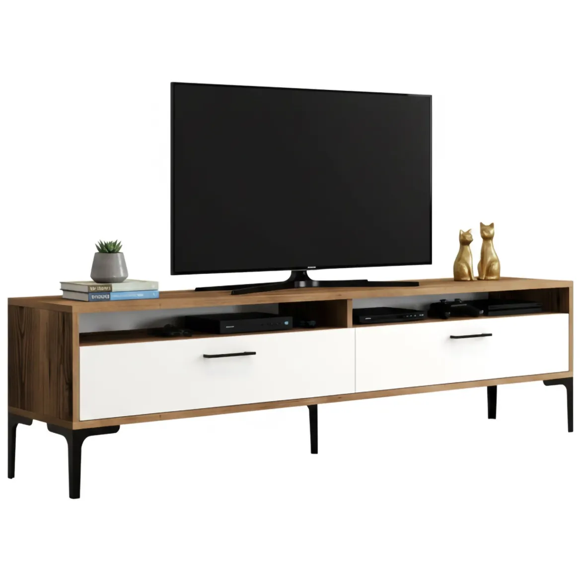 Mobile TV noce e bianco 47x35x180h cm modulabile - Angiari