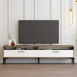 Mobile TV noce e bianco 47x35x180h cm modulabile - Angiari