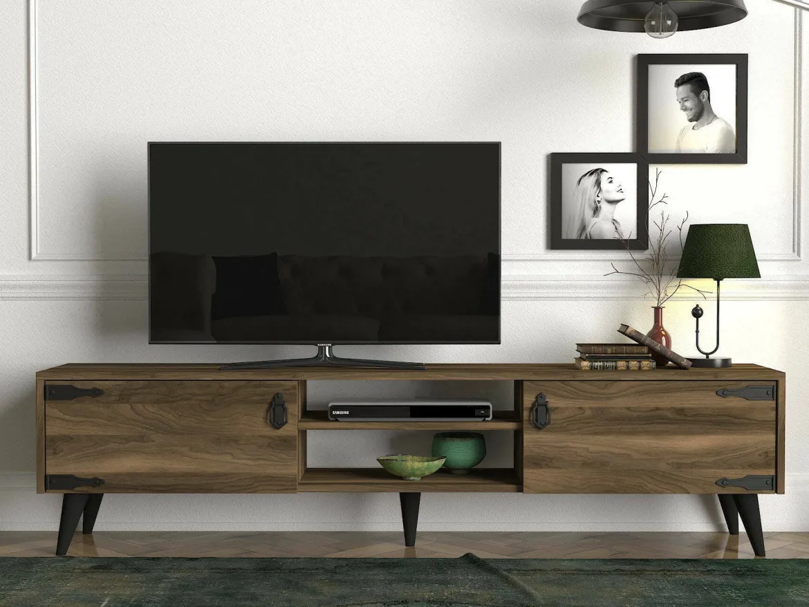 Mobile TV noce e nero 180x29x49h cm 2 ante - Sicilia