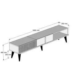 Mobile TV noce e nero 180x35x40h cm in legno - Gordon