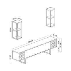 Mobile TV noce e nero 180x30x48h cm modulabile - Axa