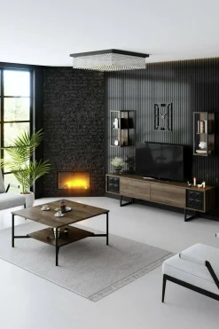 Mobile TV noce e nero 180x30x48h cm modulabile - Axa